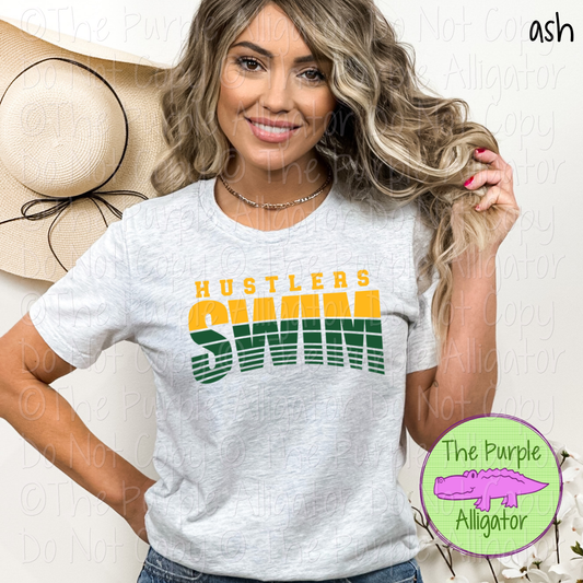 Hustlers Swim SC10 Mascot School Spirit Wear Team Gear - CHOOSE YOUR DESIGN COLORS - 0425 (d2f TPA)