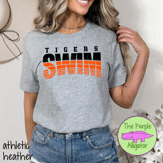 Tigers Swim SC10 Mascot School Spirit Wear Team Gear - CHOOSE YOUR DESIGN COLORS - 0425 (d2f TPA)
