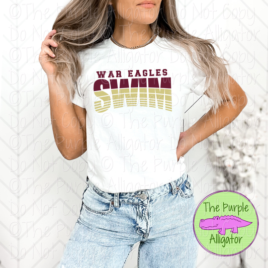 War Eagles Swim SC10 Mascot School Spirit Wear Team Gear - CHOOSE YOUR DESIGN COLORS - 0425 (d2f TPA)
