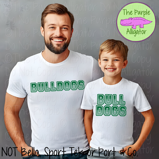 Bulldogs T401 | Varsity Letter Retro Spirit Wear - CHOOSE YOUR TEXT COLOR 0725 (d2f TPA)