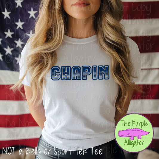 Chapin T401 | Varsity Letter Retro Spirit Wear - CHOOSE YOUR TEXT COLOR 0725 (d2f TPA)