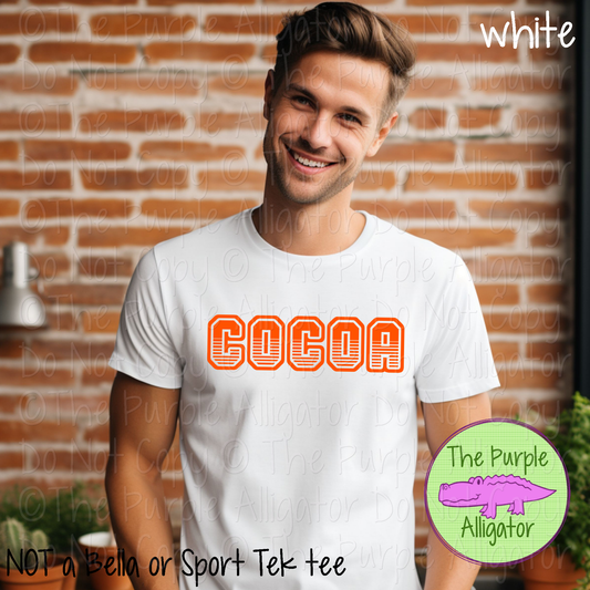 Cocoa T401 | Varsity Letter Retro Spirit Wear - CHOOSE YOUR TEXT COLOR 0725 (d2f TPA)