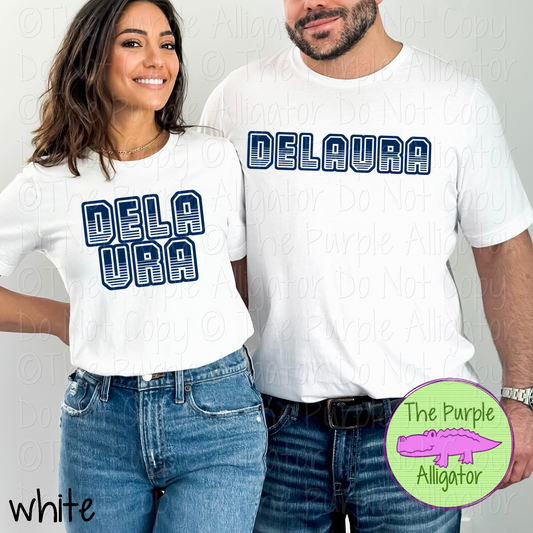 DeLaura T401 | Varsity Letter Retro Spirit Wear - CHOOSE YOUR TEXT COLOR 0725 (d2f TPA)