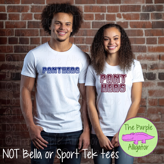 Panthers T401 | Varsity Letter Retro Spirit Wear - CHOOSE YOUR TEXT COLOR 0725 (d2f TPA)