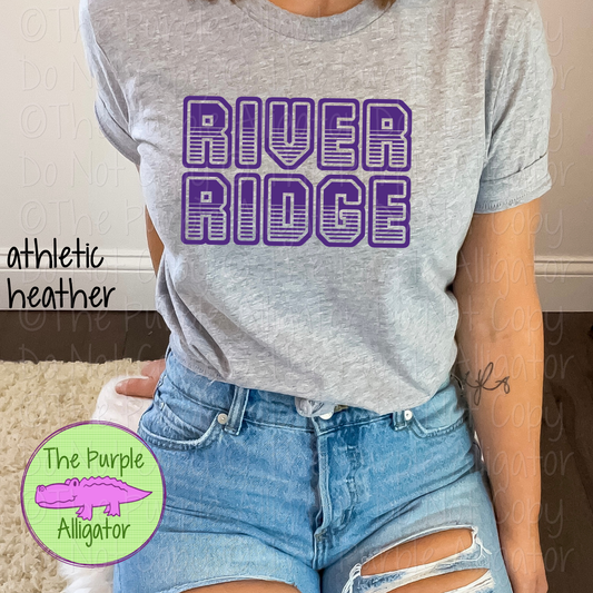 River Ridge T401 | Varsity Letter Retro Spirit Wear - CHOOSE YOUR TEXT COLOR 0725 (d2f TPA)