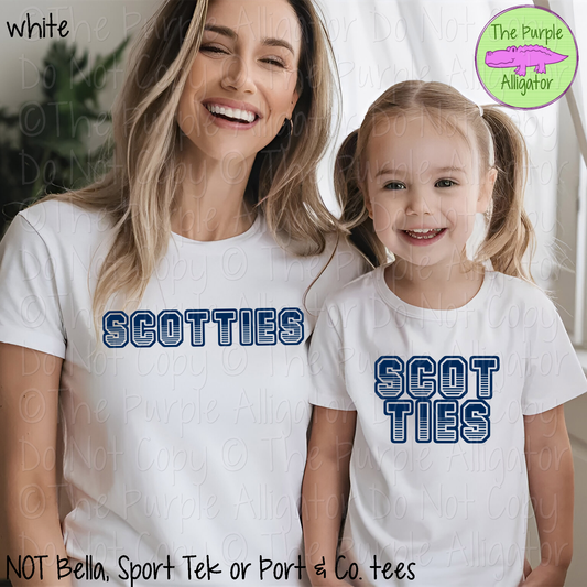 Scotties T401 | Varsity Letter Retro Spirit Wear - CHOOSE YOUR TEXT COLOR 0725 (d2f TPA)