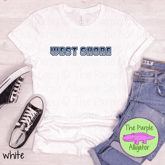 West Shore T401 | Varsity Letter Retro Spirit Wear - CHOOSE YOUR TEXT COLOR 0725 (d2f TPA)
