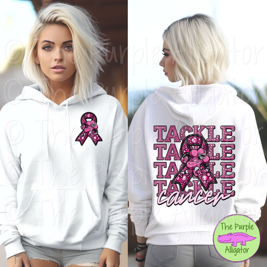 Tackle Cancer Faux Rhinestone Faux Embroidery BCA 0824 (d2f TED)