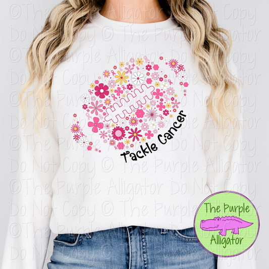 Tackle Cancer Floral Football – Breast Cancer Awareness Shirt BCA 0825 (d2f TRA)