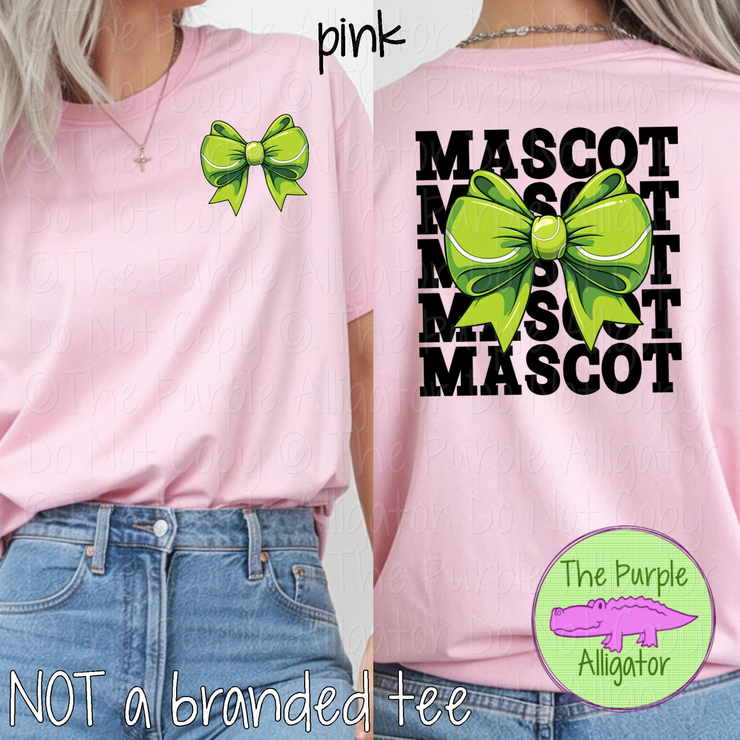 YOUR MASCOT Stack Tennis Bow Front Back Mascot School Spirit Shirt Tennis Team Apparel Game Day Fan Wear 0425 TPA