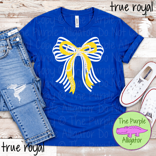 Terriers Stripes & Pearls – Custom Two-Color Mascot Bow Spirit Wear 1026 TPA