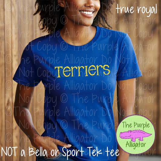 Terriers Distorted | Bold Brush Stroke Spirit Wear Design – Rough Distorted Mascot Style | CHOOSE YOUR TEXT COLOR - 0825 (d2f TPA)
