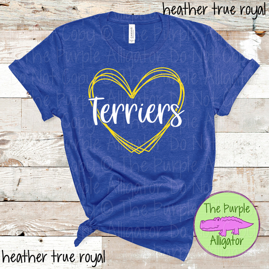Terriers Heart Frame | Custom Two-Color School & Mascot Spirit Wear 1026 TPA