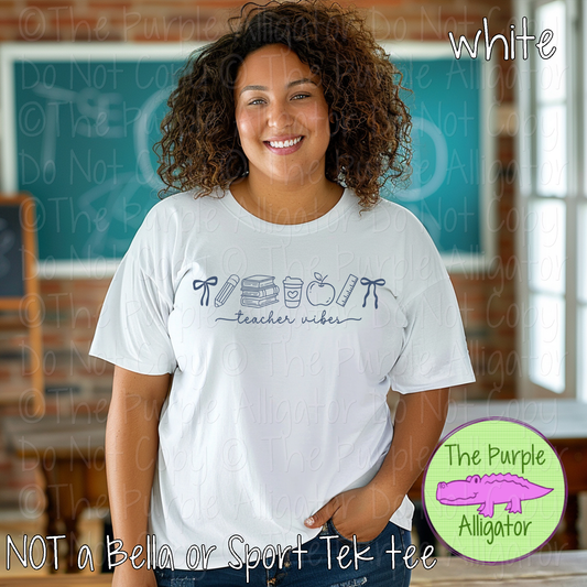 Teacher Vibes Preppy Doodle Teacher Shirt Cute Classroom Aesthetic Tee 0825 TDF