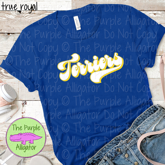 Terriers B-Retro | Custom Retro Mascot Spirit Wear for Fans & Teams - CHOOSE YOUR DESIGN COLORS 0725 (d2f TPA)