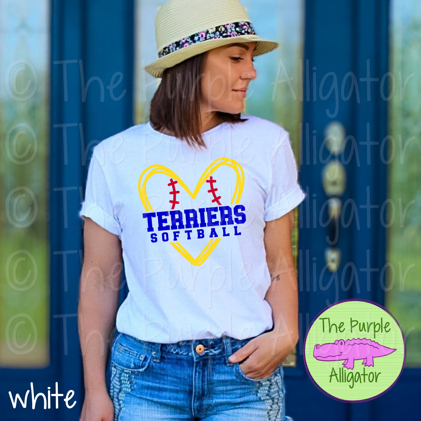 Terriers Softball 26 Yellow Heart Stitch Mascot Softball Shirt 0724 TPA
