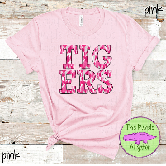 Tigers Pink Out Brush Strokes – Custom Pink Mascot Spirit Wear Breast Cancer Awareness Apparel 0726 TPA