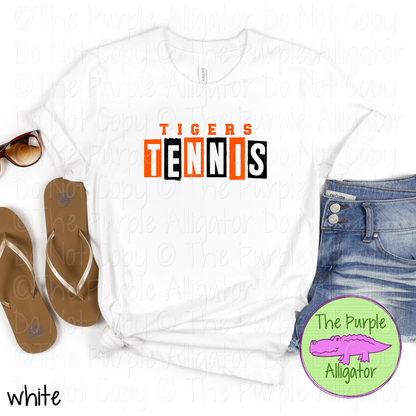Tigers Tennis Halftime – The Halftime Series Custom Two-Color Mascot Tennis Spirit Wear 0626 TPA