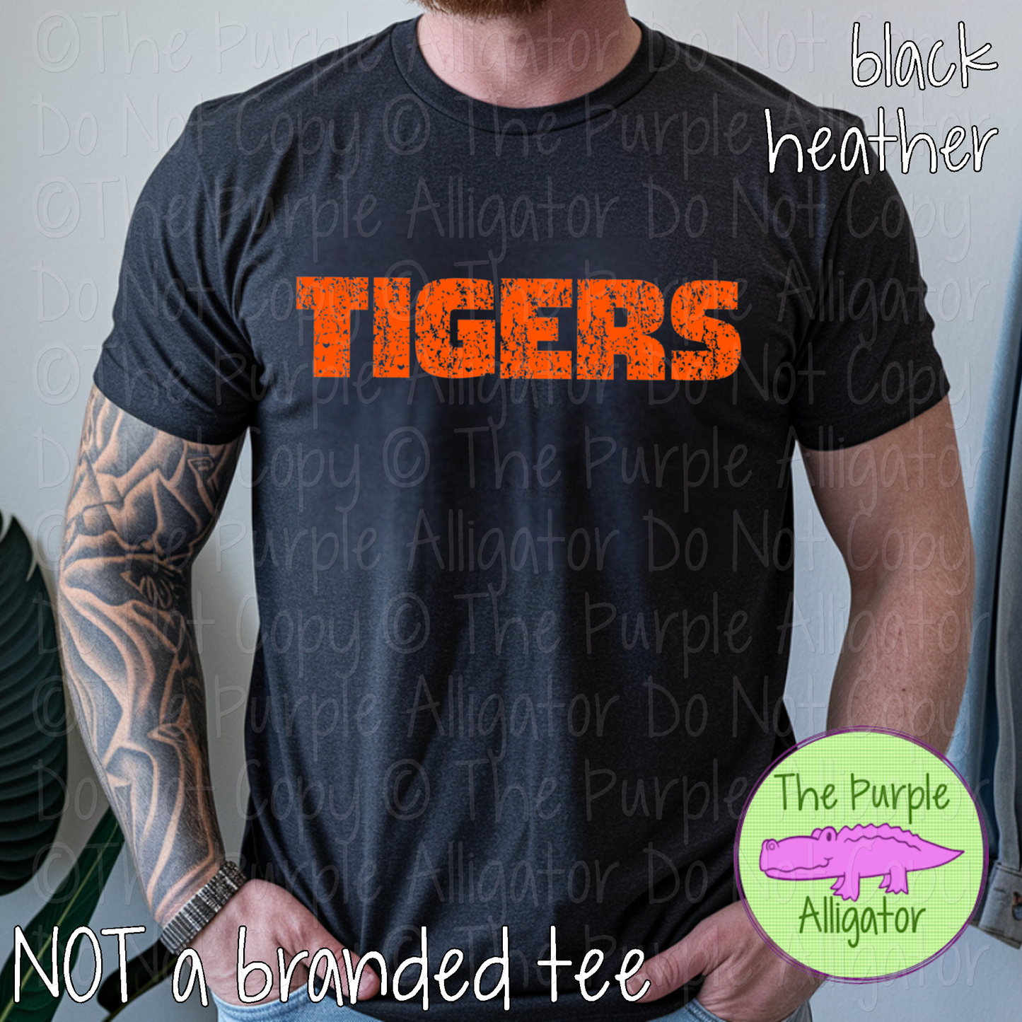 Tigers Hardline The Grunge Series Distressed Block Athletic Spirit Wear 0326 TPA
