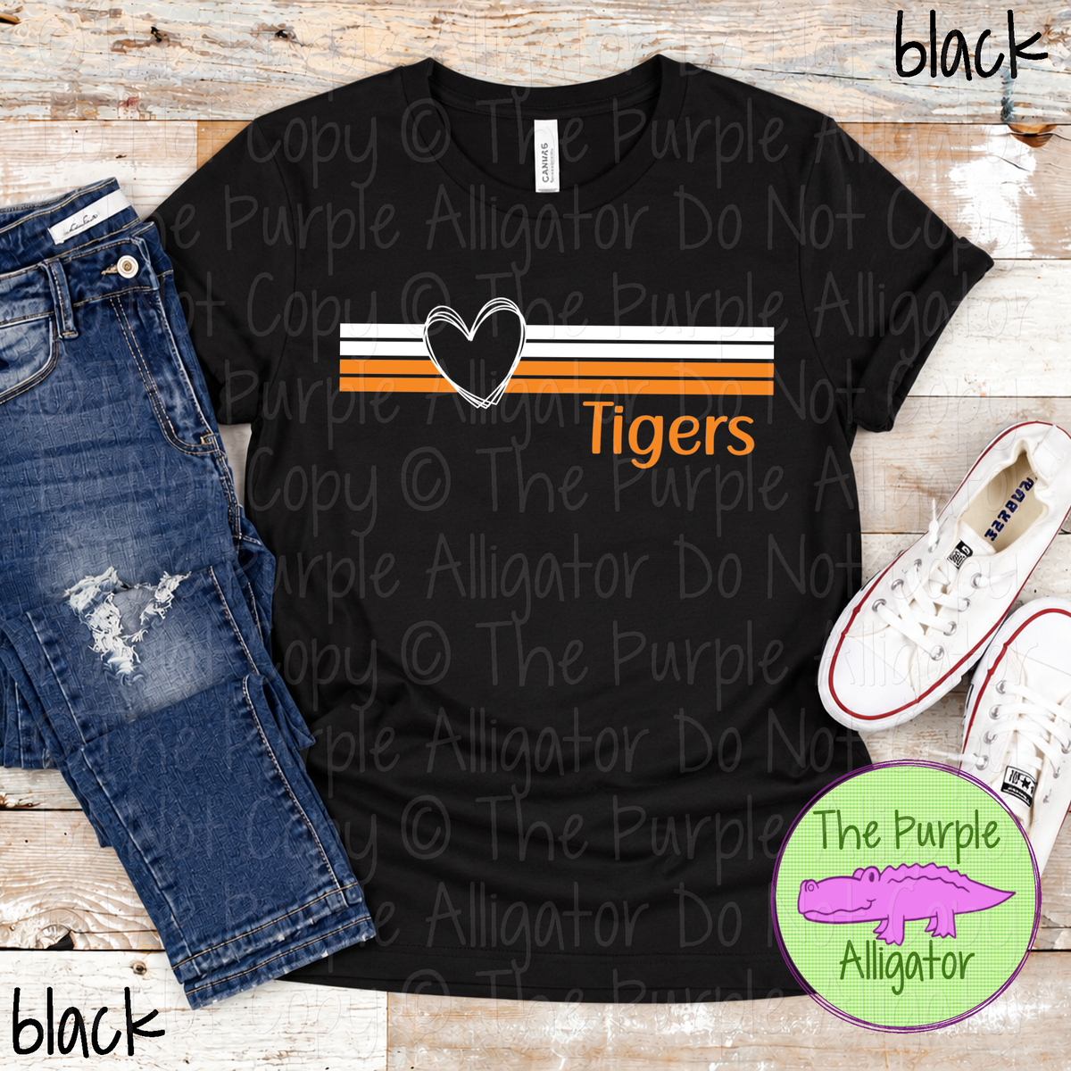 Tigers Heartline – Custom Spirit Wear Mascot Apparel 0926 TPA