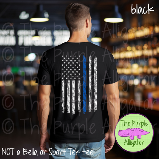 Thin Blue Line Flag - BACK OF TEE DESIGN - 0724 (d2f FS)