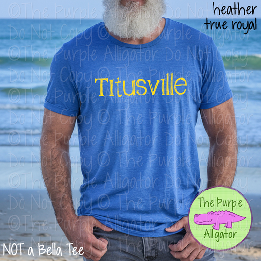 Titusville Distorted | Bold Brush Stroke Spirit Wear Design – Rough Distorted School Style | CHOOSE YOUR TEXT COLOR - 0825 (d2f TPA)