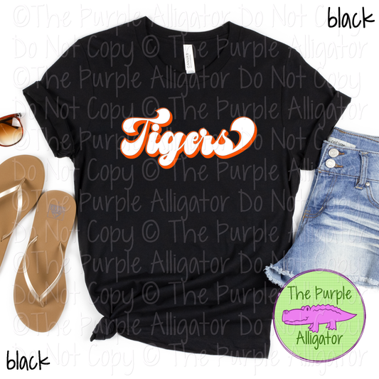 Tigers B-Retro | Custom Retro Mascot Spirit Wear for Fans & Teams - CHOOSE YOUR DESIGN COLORS 0725 (d2f TPA)