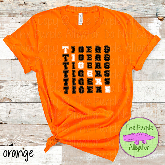 Tigers 2 Color Stack Design | Custom Spirit Wear for Teachers, Students & Fans - CHOOSE YOUR DESIGN COLORS - 0725 (d2f TPA)