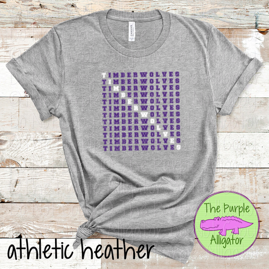 Timberwolves 2 Color Stack Design | Custom Spirit Wear for Teachers, Students & Fans - CHOOSE YOUR DESIGN COLORS - 0725 (d2f TPA)