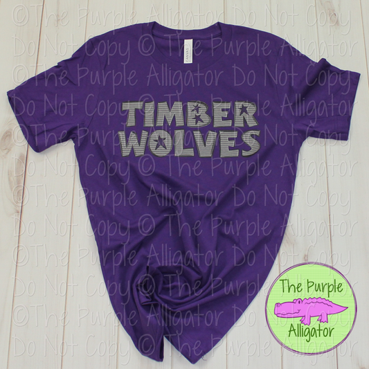 Timberwolves All Star Gray Stripe Mascot Spirit Wear Design 0325 (d2f TPA)