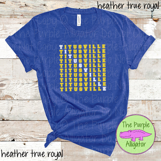 Titusville 2 Color Stack Design | Custom Spirit Wear for Teachers, Students & Fans - CHOOSE YOUR DESIGN COLORS - 0725 (d2f TPA)