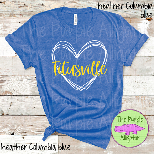 Titusville Heart Frame School Spirit CHOOSE YOUR DESIGN COLORS (d2f TPA)