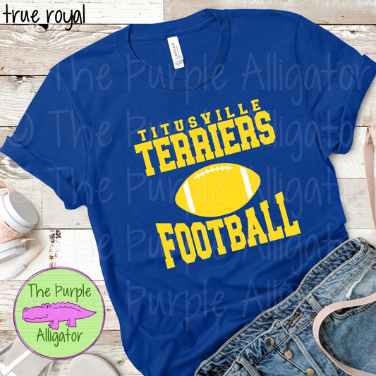 Titusville Terriers Football SC3 Mascot School Spirit - CHOOSE YOUR DESIGN COLOR (d2f TPA)