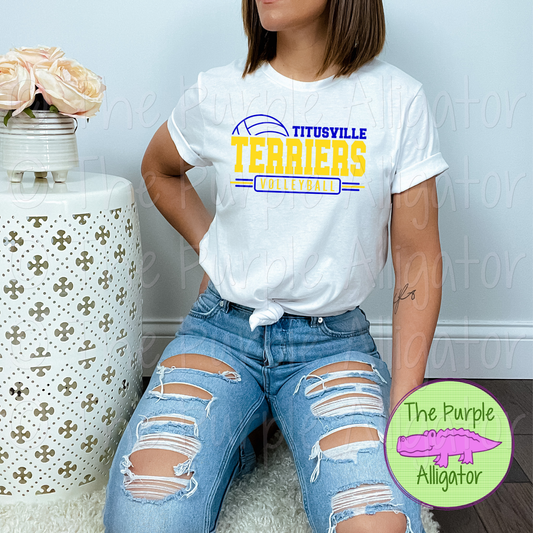 Titusville Terriers Volleyball SC13 Mascot School Spirit - CHOOSE YOUR DESIGN COLORS (d2f TPA)