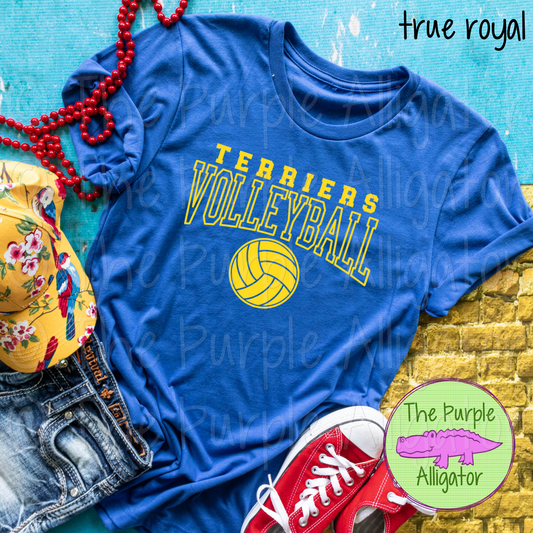 Terriers Volleyball SC49 Mascot School Spirit - CHOOSE YOUR DESIGN COLOR (d2f TPA)