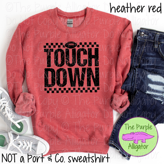 Touchdown Grunge | Distressed Checkered Football Tee for Game Day Style 0725 (D2F M)