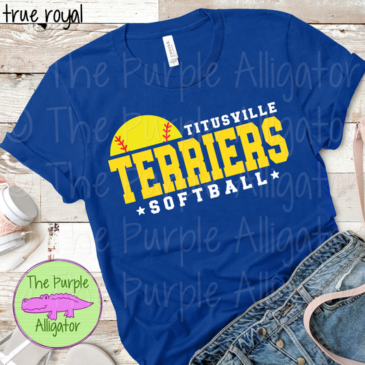 Titusville Terriers Softball SC17 Mascot School Spirit - CHOOSE YOUR DESIGN COLORS (d2f TPA)