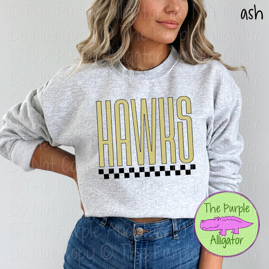 Hawks U-Rock Spirit Wear Design – Custom Color Text & Black Checkerboard Accent - CHOOSE YOUR TEXT COLOR 0225 (d2f TPA)