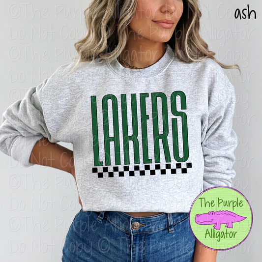 Lakers U-Rock Spirit Wear Design – Custom Color Text & Black Checkerboard Accent - CHOOSE YOUR TEXT COLOR 0225 (d2f TPA)