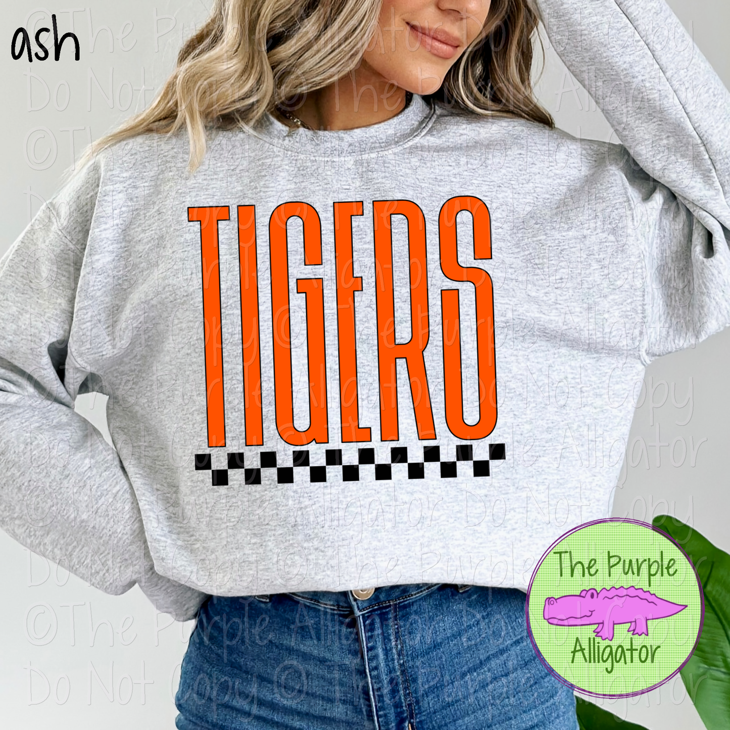 Tigers U-Rock Spirit Wear Design – Custom Color Text & Black Checkerboard Accent - CHOOSE YOUR TEXT COLOR 0225 (d2f TPA)