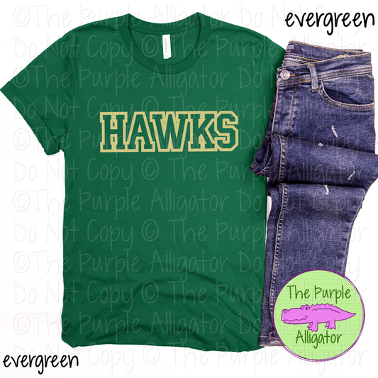 Hawks Varsity Edge - The Outline Series | Classic Outlined Varsity Spirit Wear - CHOOSE YOUR DESIGN COLOR - 1125 (d2f TPA)