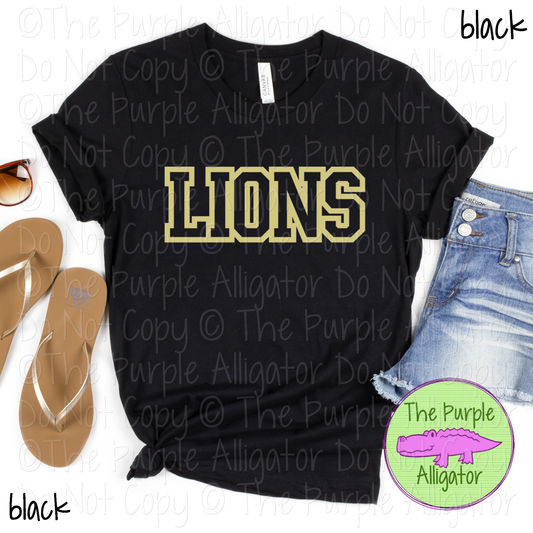 Lions Varsity Edge - The Outline Series | Classic Outlined Varsity Spirit Wear - CHOOSE YOUR DESIGN COLOR - 1125 (d2f TPA)