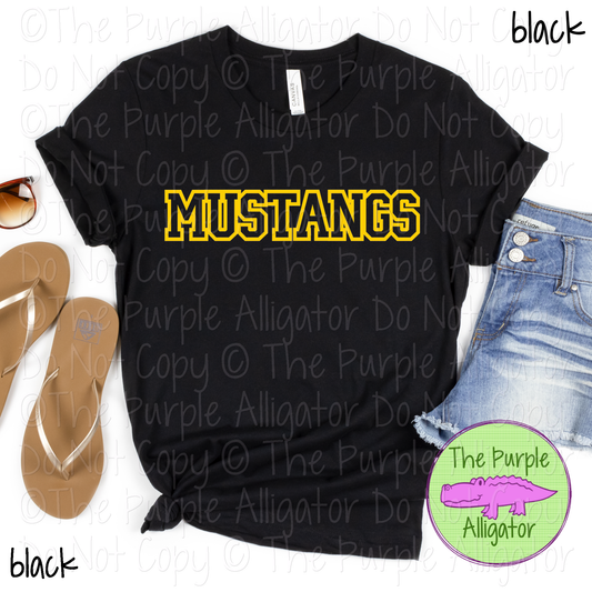 Mustangs Varsity Edge - The Outline Series | Classic Outlined Varsity Spirit Wear - CHOOSE YOUR DESIGN COLOR - 1125 (d2f TPA)