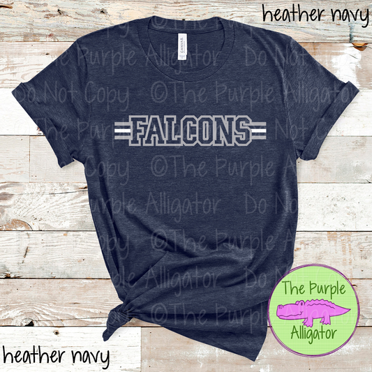 Falcons Varsity Edge Stripe - The Outline Series | Bold Outline Spirit Design for Fans & Teams - CHOOSE YOUR DESIGN COLORS - 1025 (d2f TPA)