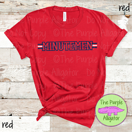 Minutemen Varsity Edge Stripe - The Outline Series | Bold Outline Spirit Design for Fans & Teams - CHOOSE YOUR DESIGN COLORS - 1025 (d2f TPA)