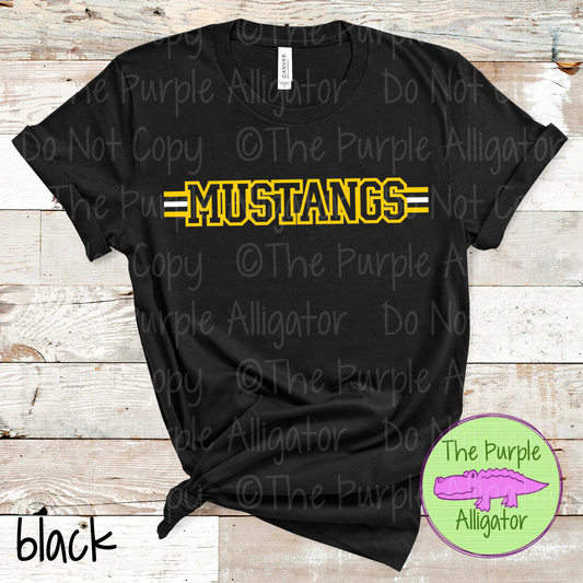Mustangs Varsity Edge Stripe - The Outline Series | Bold Outline Spirit Design for Fans & Teams - CHOOSE YOUR DESIGN COLORS - 1025 (d2f TPA)