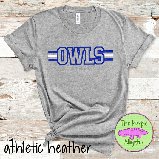 Owls Varsity Edge Stripe - The Outline Series | Bold Outline Spirit Design for Fans & Teams - CHOOSE YOUR DESIGN COLORS - 1025 (d2f TPA)