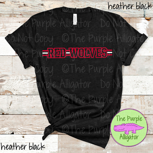 Red Wolves Varsity Edge Stripe - The Outline Series | Bold Outline Spirit Design for Fans & Teams - CHOOSE YOUR DESIGN COLORS - 1025 (d2f TPA)