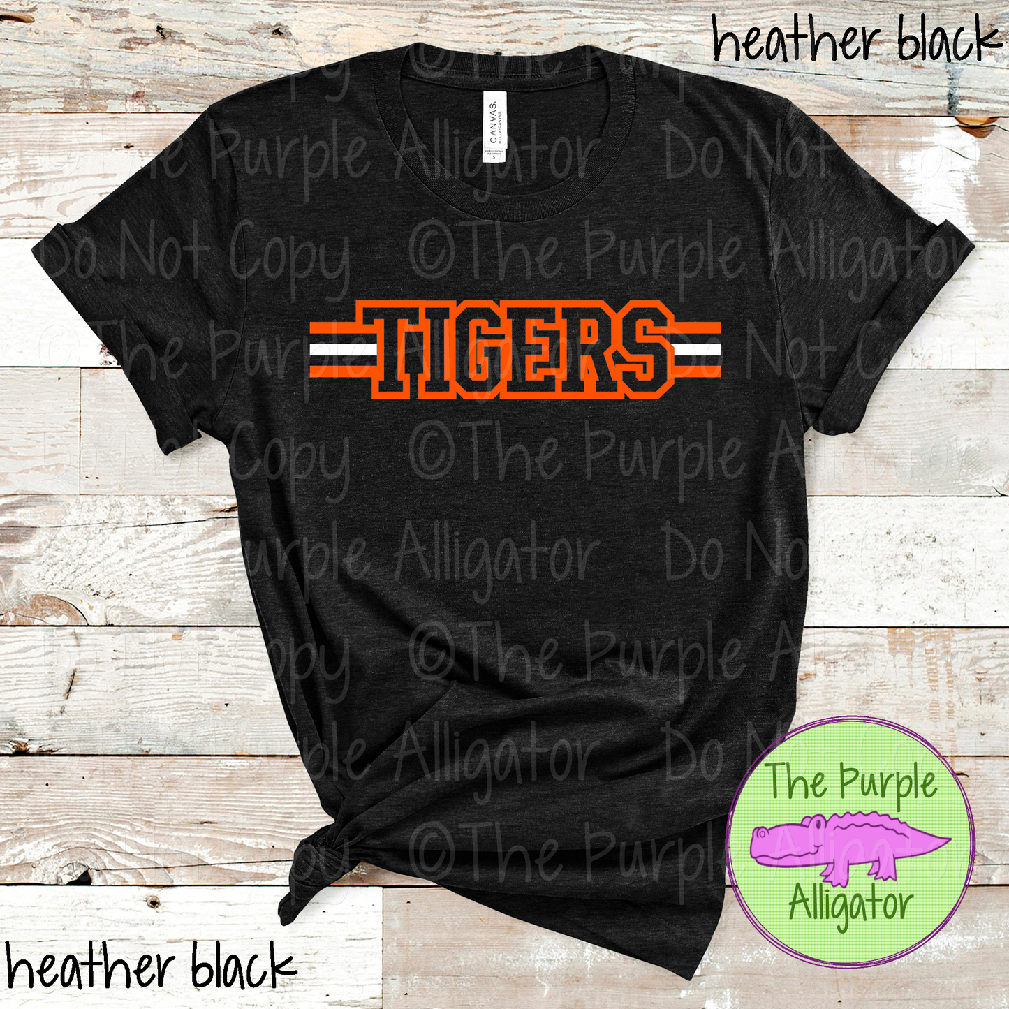 Tigers Varsity Edge Stripe - The Outline Series | Bold Outline Spirit Design for Fans & Teams - CHOOSE YOUR DESIGN COLORS - 1025 (d2f TPA)