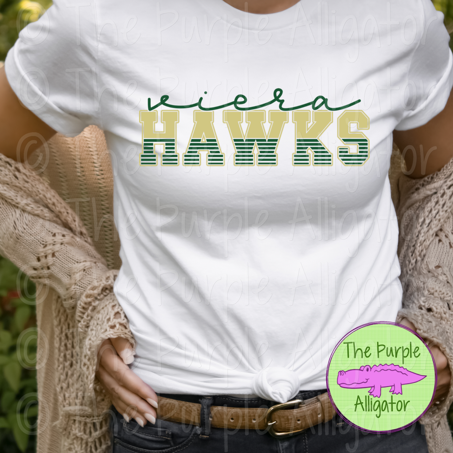 Viera Hawks Team Player Stripe Mascot School Spirit - CHOOSE YOUR DESIGN COLORS (d2f TPA)